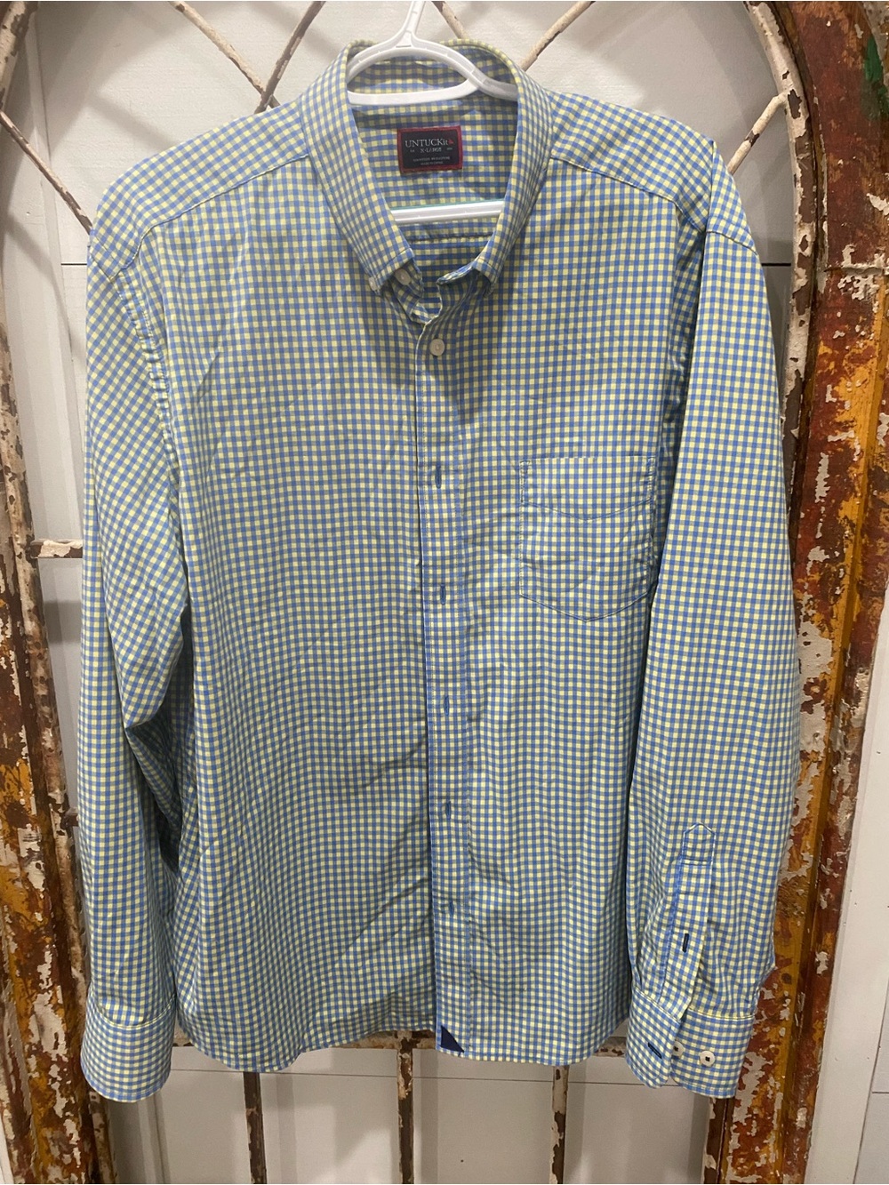 UNTUCKit Blue and Yellow Gingham Long-Sleeve Button-Down Shirt